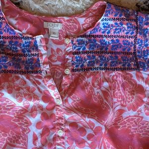 J.Crew pink & white floral embroidered top XS, S
